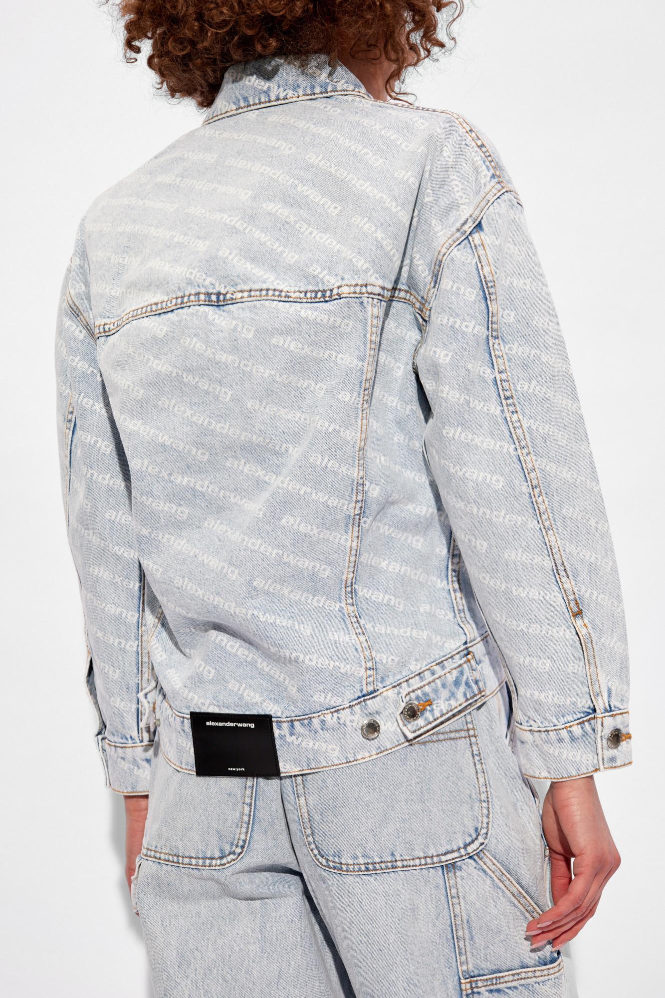 ジャケット ALEXANDER WANG Woman Jacket Blue 4DC2202756 270 ALL OVER LOGO DENIM JACKET 4DC2202756/270 | Bruna Rosso